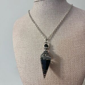 Hand Crafted Black and Silver Pendant Necklace